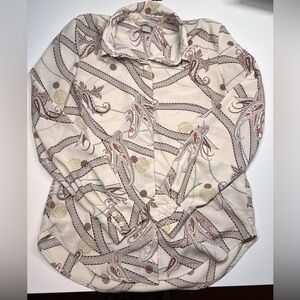 H&M Cream Paisley Button Down Shirt